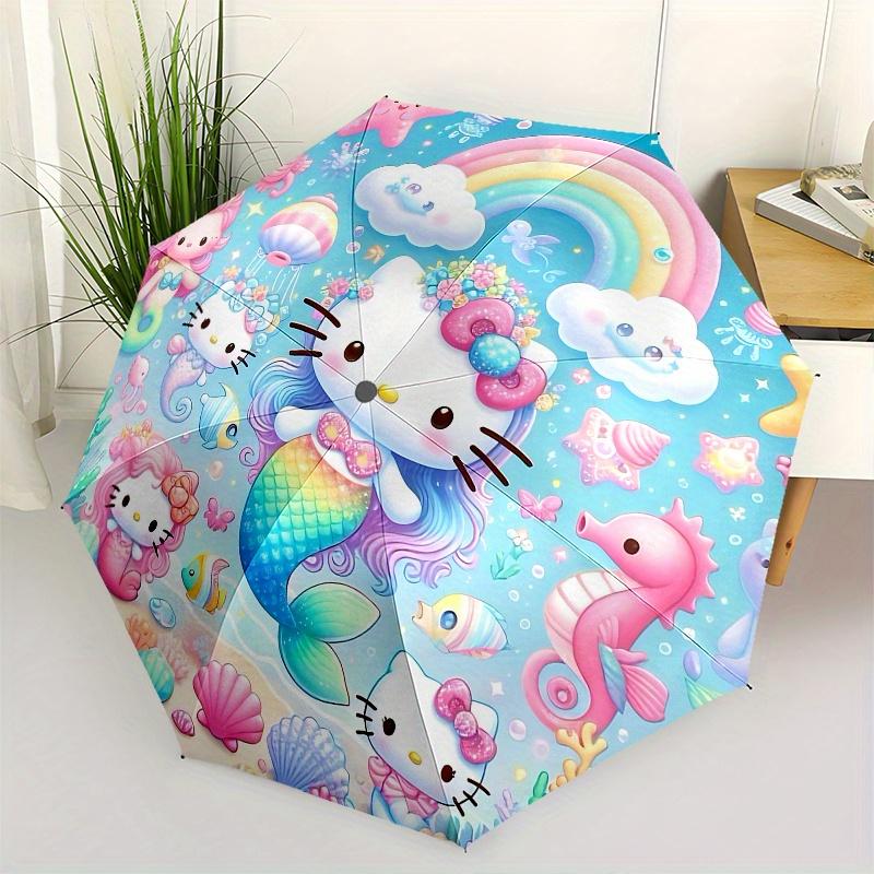 

Mermaid Hello Kitty Automatic opening and closing folding umbrella with 8-rib frame and compact travel design, perfect for all occasions | S