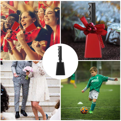 PATIKIL 9-inch Cowbells for Football Games, 2-Piece Bulk Loud Noise Maker with Handle, Metal Cowbells for Cheerleading, Marathons, Weddings, DIY, Pain