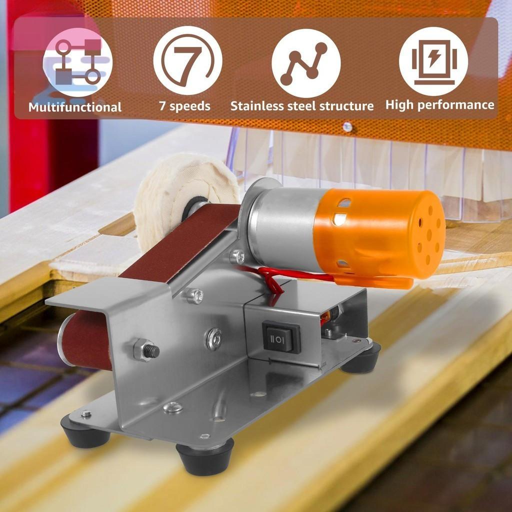 Multifunctional Electric Belt Grinder Electric Polishing Sharpener 7 Speed Adjustable Vertical Belt Sanding Polishing Machine