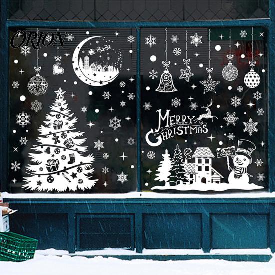 Waterproof Window Stickers 9Pcs Christmas Winter Cling, Snowman Snowflake Tree Static Glass Reusable Sticker Sticker, Removable Double-sided Decor for