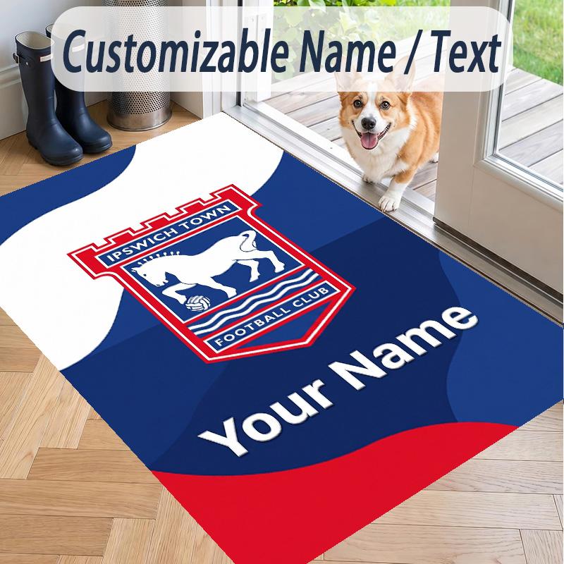 Custom Text Printed Rug Ipswich Town Non Slip Floor Carpet For Home Room Decor