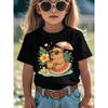 European sizes Summer Fashion Short-Sleeve T-Shirt for Girls Featuring a Capybara Print, Sitting on a Watermelon And Sipping a Pineapple Drink
