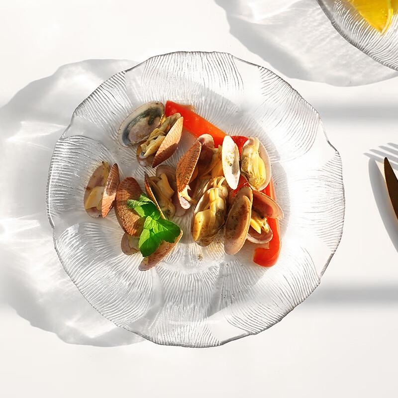 Lotus Pattern Glass Serving Plate