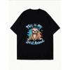 Crew Neck T Shirt White Sloth With Headphones And This Is My Spirit Animal Text Graphic Print Casual Wear For Women