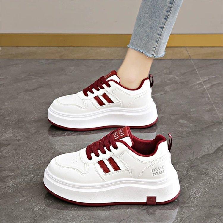 Small muffin thick-soled non-slip heightening little white shoes for women's 2025 spring new models are thin and casual with wide-leg pants.