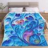 Comfortable Blue Heart Pattern Flannel Blanket Soft High-Definition Digital Print Cooling Blanket All-Season Family and Friends Gift Perfect Gift Soft