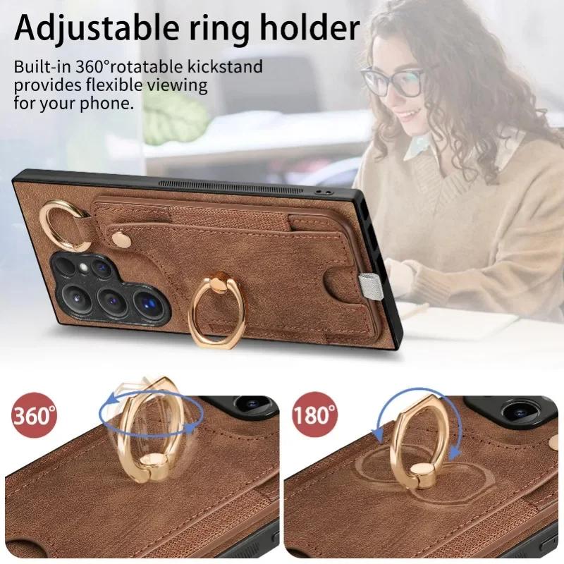 Ring Holder Phone Case for Samsung Galaxy S24 FE S26 S25 S23 S22 Ultra A17 A07 A57 A37 A36 A56 Magnetic Wallet Card Slot Cover