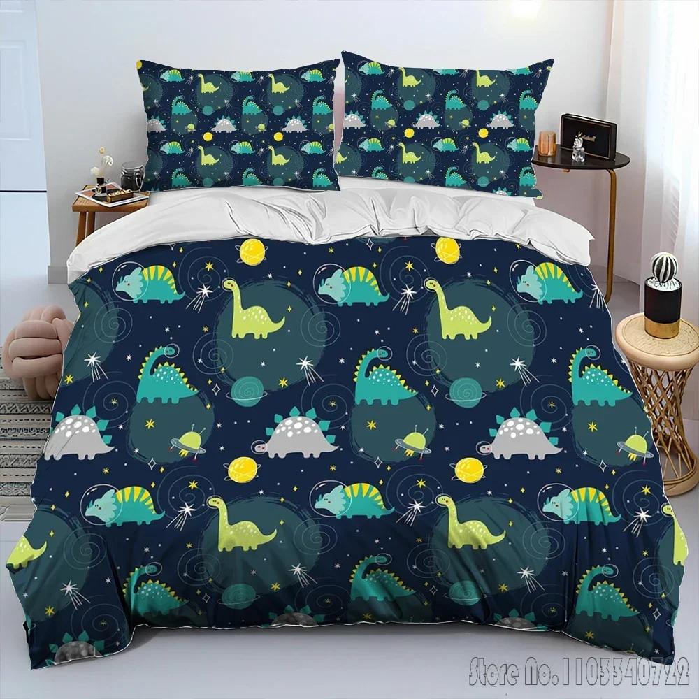 Cartoon Dinosaur Space Cute Dino Children Duvet Cover Set HD Comforter Cover for Kids Bedding Sets Bedclothes Bedroom Decor