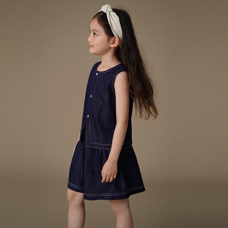 Hachikis Girls' Summer Denim Vest & Shorts Outfit