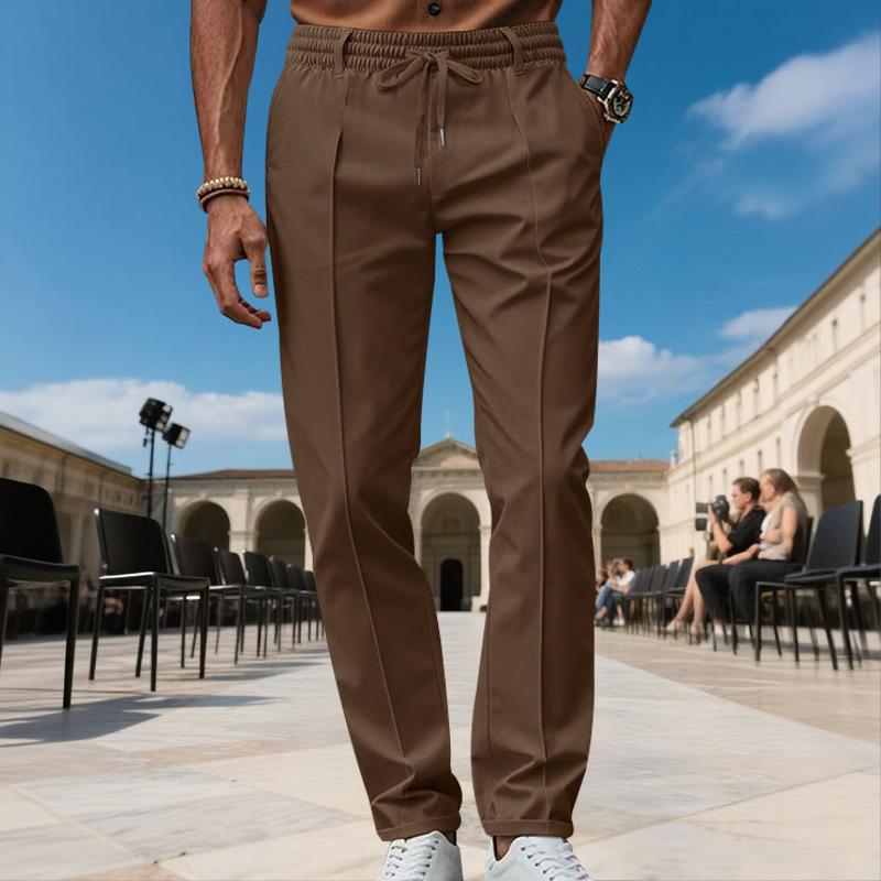 Men's Solid Color Large-Sized Form-Fitting Business Casual Pants Simple Design for Professional And Everyday Wear