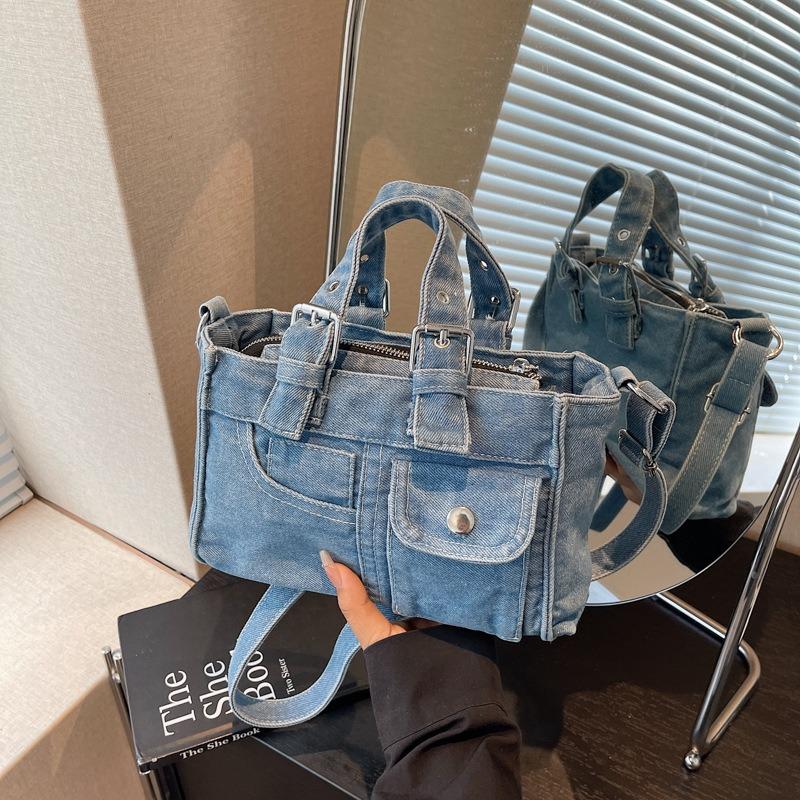 Niche retro versatile denim handbag bag new shoulder messenger bag fashion tote armpit bag