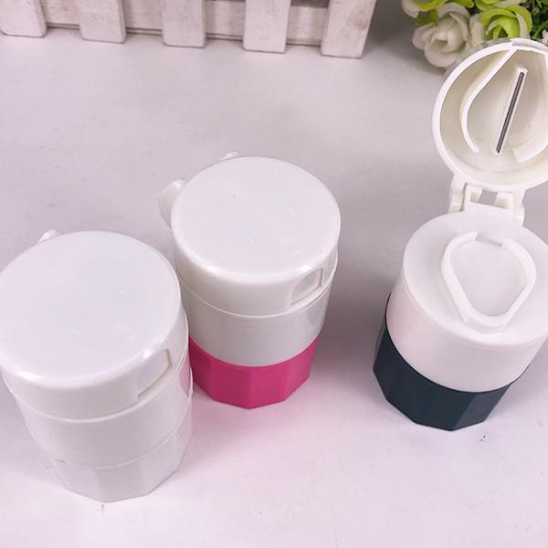 Pill Cutter & Grinder: 4-Compartment Tablet Crusher and Dispenser for Easy Medication Management.