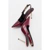 Labin Claret Red Patent Leather Buckle Women's High Heeled Shoes