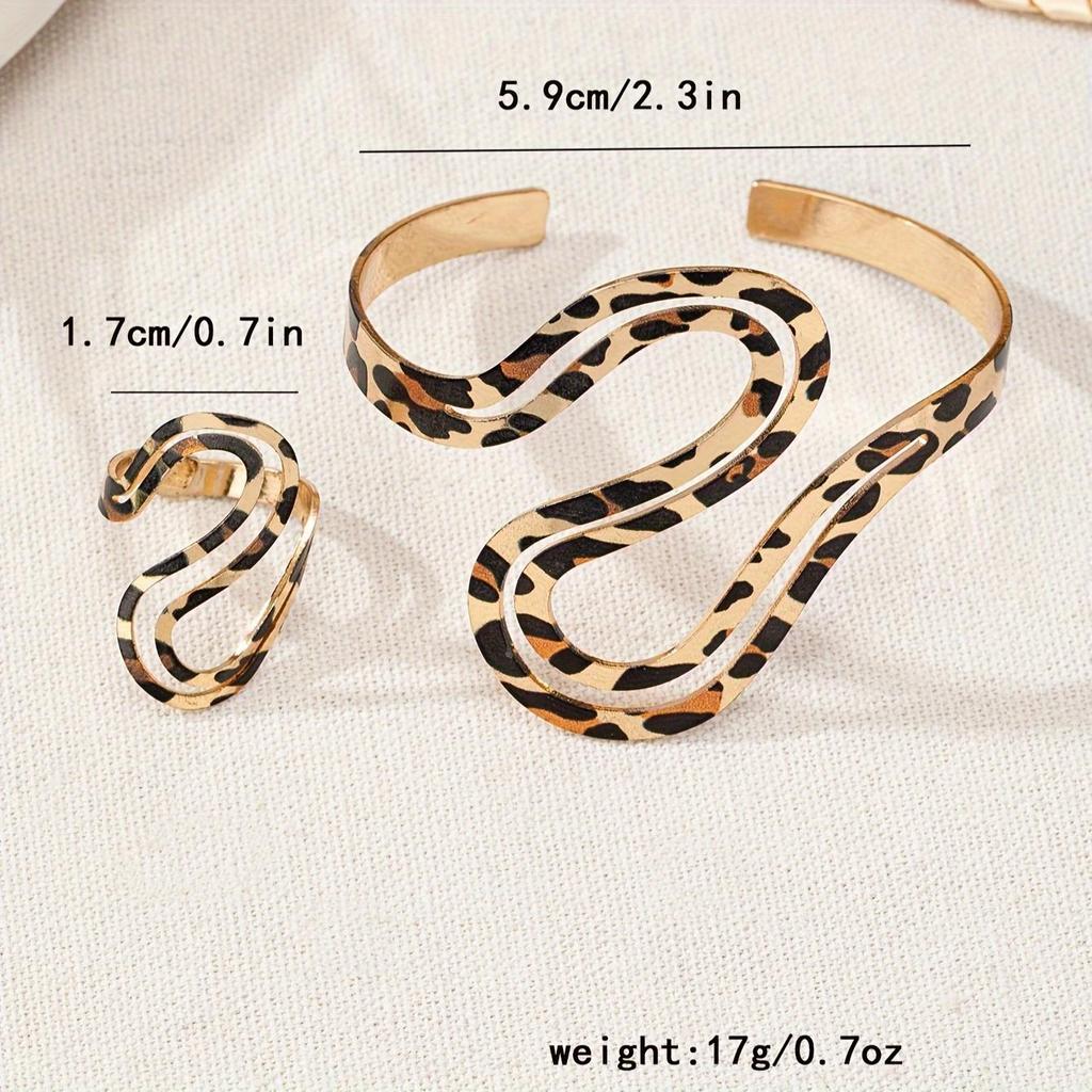 סט חפתים וטבעות בהדפס נמר בוהו-שיק, מושלם ללבוש קז'ואל או לחופשה