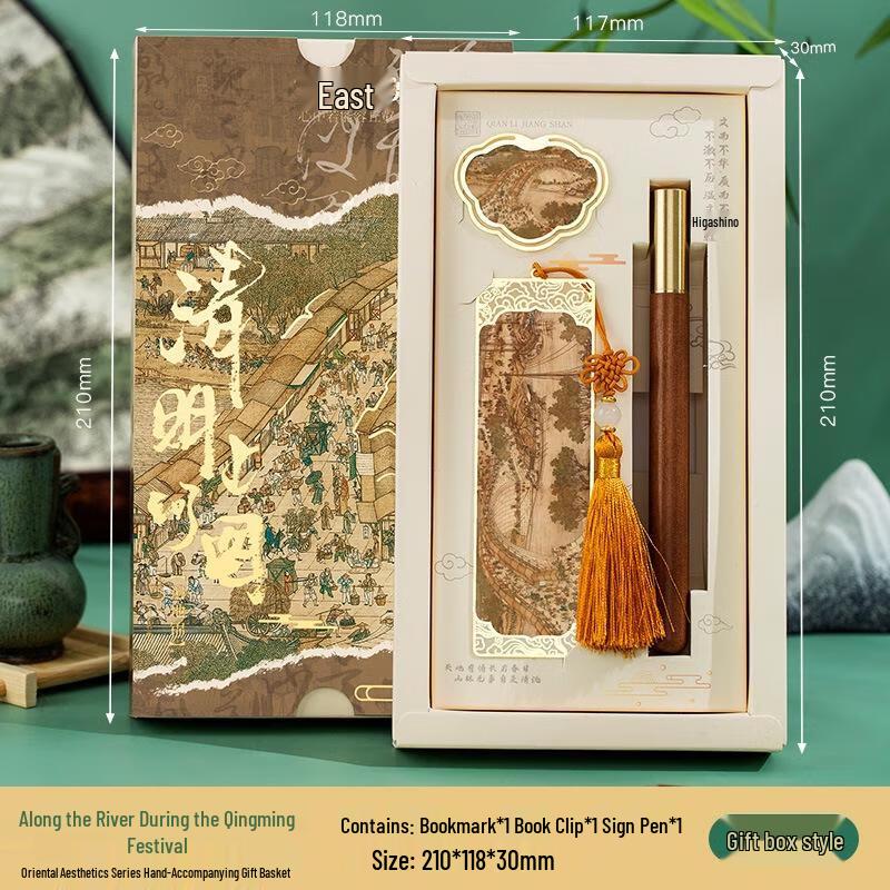 Jingruixiang Dunhuang Series Metal Bookmark Set - Qingming Shanghe Tu