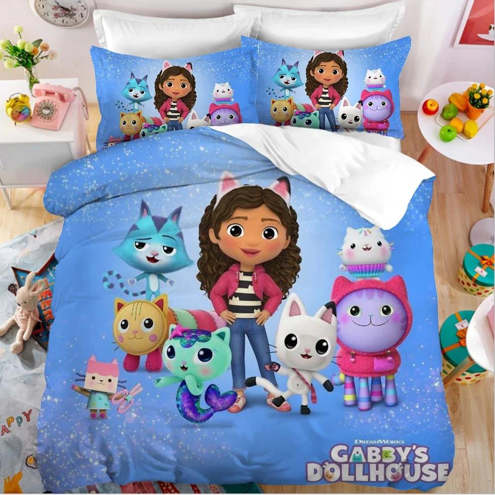 

Милий Набір Постільної Білизни Зображенням Лялькових Будиночків Габбі Дитячий Мультяшний Принт Дитячий Аніме Милий 3 шт. Комплект Постільної Білизни Домашній Текстиль Лялькові Будиночки Габбі Duvet Cover Set&EU Single(135x200cm)
