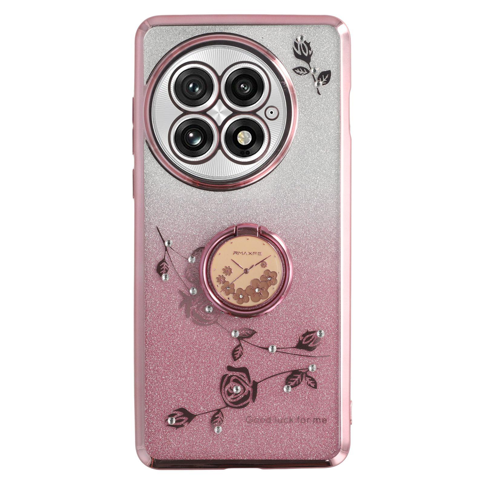 KADEM For OnePlus 13 Case Ring Kickstand TPU Flowers Phone Cover Gradient Glitter A