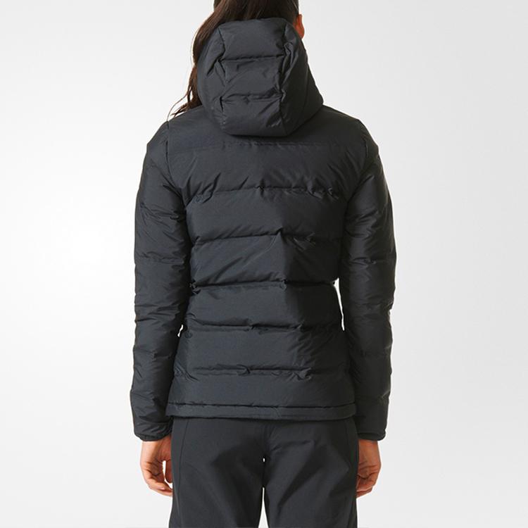 adidas Outdoor Warme Lässige Daunenjacke mit Kapuze Damenjacke Schwarz BQ1935
