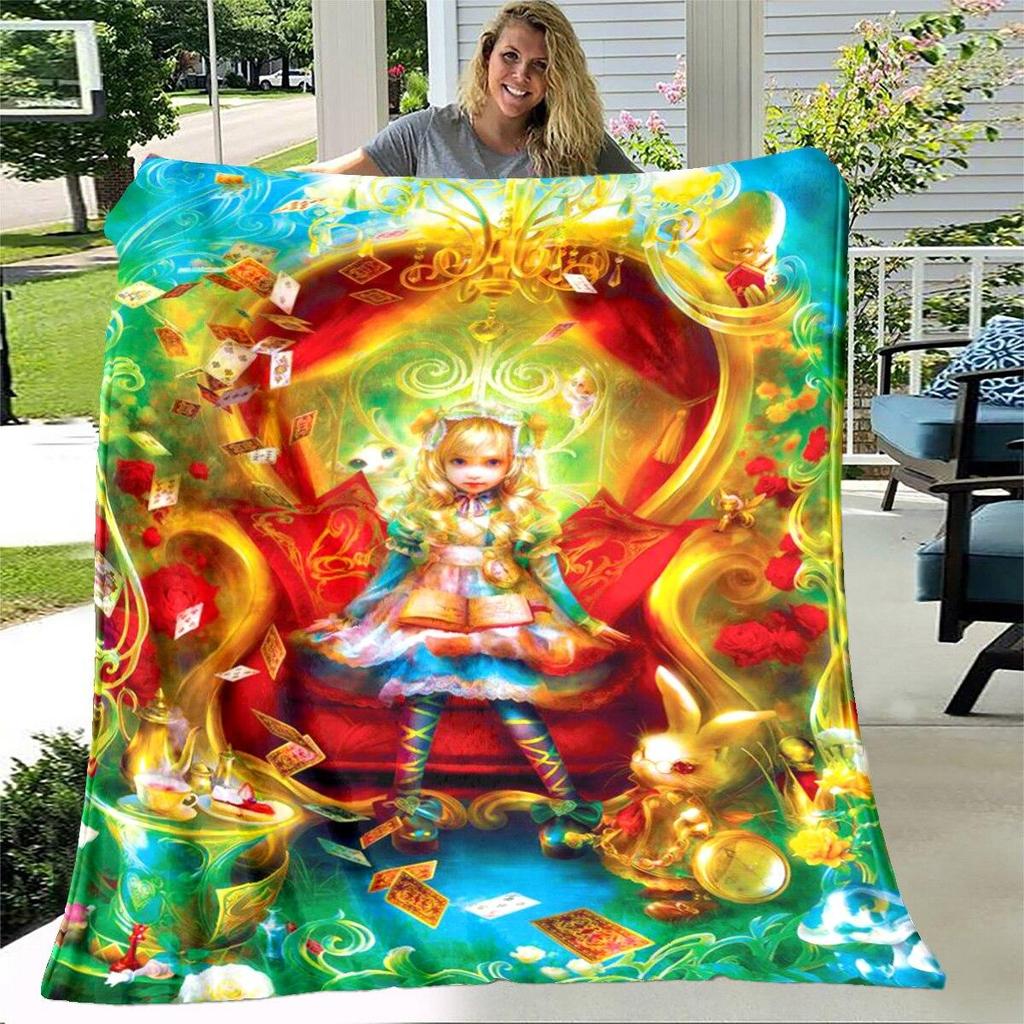 Alice Blanket Alice In Wonderland Blanket Flannel Blanket Bedding Throw Soft Cartoon Bedspread Sofa Blanket Kids Blanket Gift