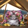 1pc Bunny Flowers Outdoor Blanket - Soft Flannel Cozy for Travel & Camping - All-Season Warm Bed Cover, Machine Washable yy251229080