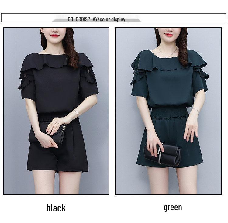 Plus-Size Lace Short-Sleeve Two-Piece Set: Flattering and Chic Summer Fashion for Women