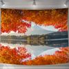 Tapestry Wall Hanging Autumn Lake Natural Stylish Fabric Interior Change the Atmosphere 100cm Long X 150cm GT0067A U-SITU Decor, Mt. Fuji, Leaves,
