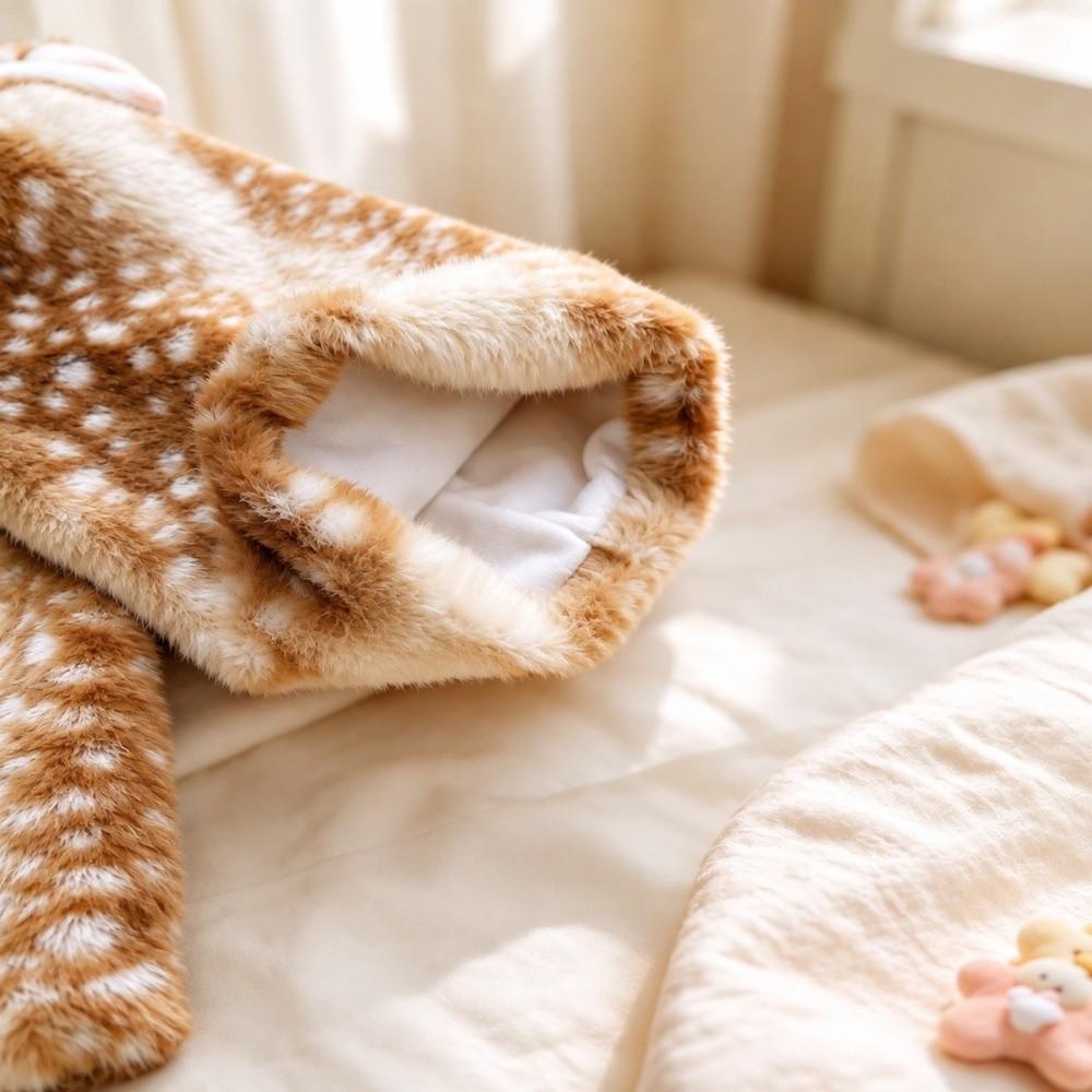 High Tube Deer Ear Leg Warmers Thickened Fawn Print Socks Cute Plush Boot Covers For Women