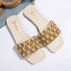 [Foreign Trade] Flat-bottomed Temperament Sequined Cool Slippers Women's Shoes Wear Soft-soled High-end Silver Sandals