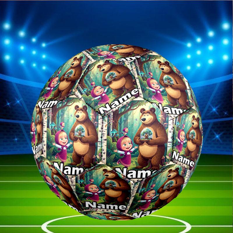 Custom Name Personalized Masha and the Bear Print Size 5 Soccer Ball Training & Match Football, for Team, Kicking, Gift for Football Enthusiasts