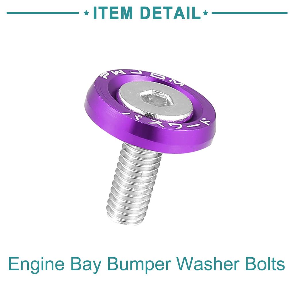 ACROPIX Fender Washers Bumper Washers Bolts Engine Bay Dress Up Kit M6 Purple 10pcs