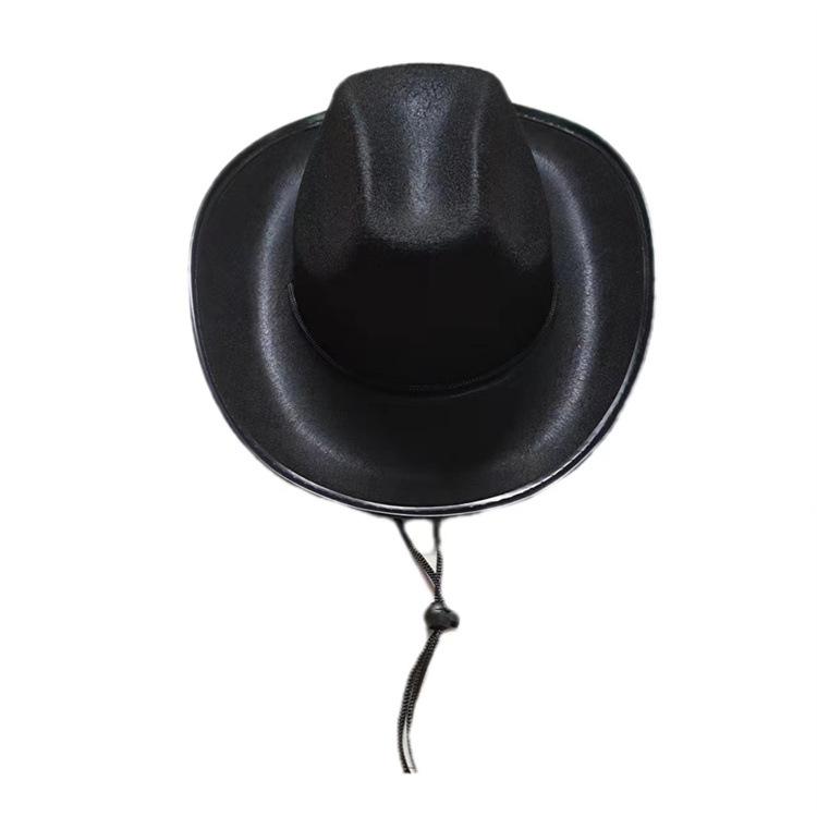 New Non-Woven Adult Western Cowboy Hat with Adjustable Tie String in Pink and White Solid Color