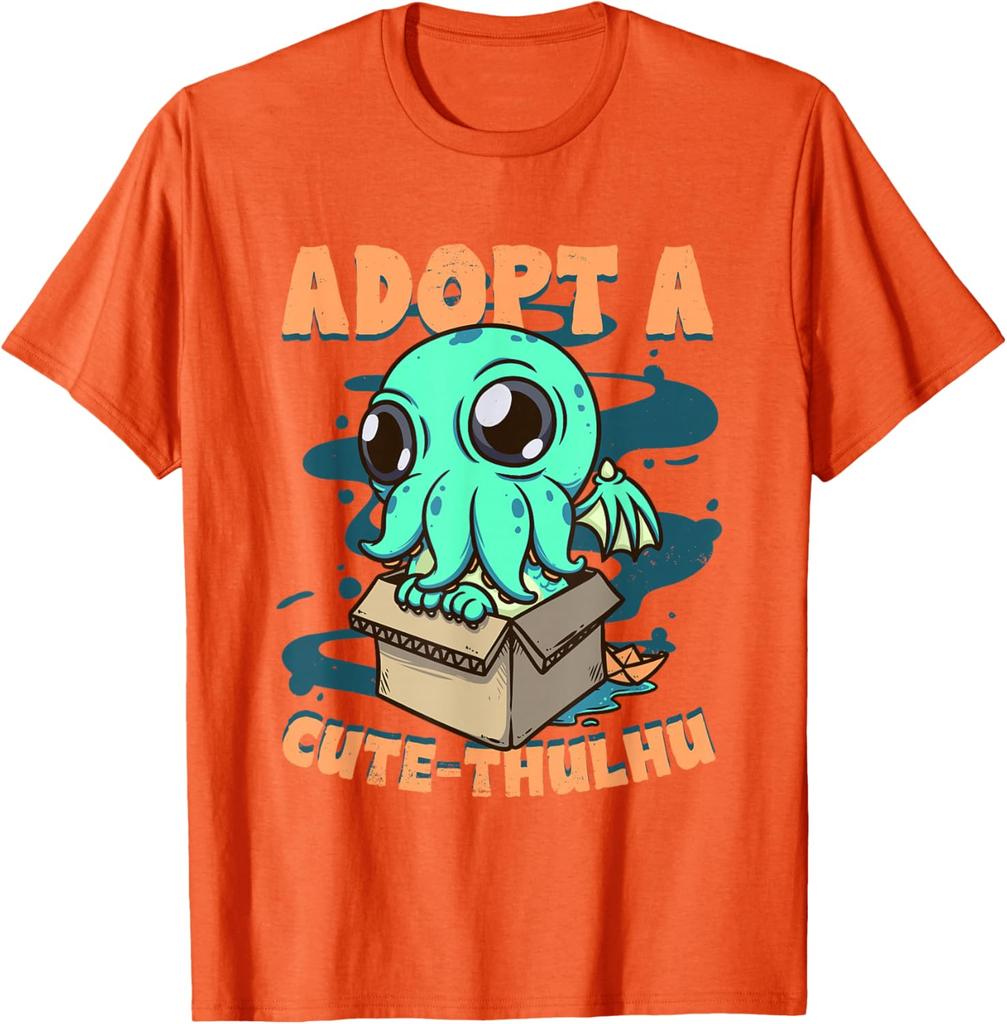 Adopt A Cute Cthulhu Kawaii Octopus Monster Graphic Tee Casual Cotton T-Shirt