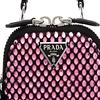 Prada Crystal Embellished Logo Zipper Closure Satin Handbag Unisex Handbags Pink 1DH030-2AWL-F0028