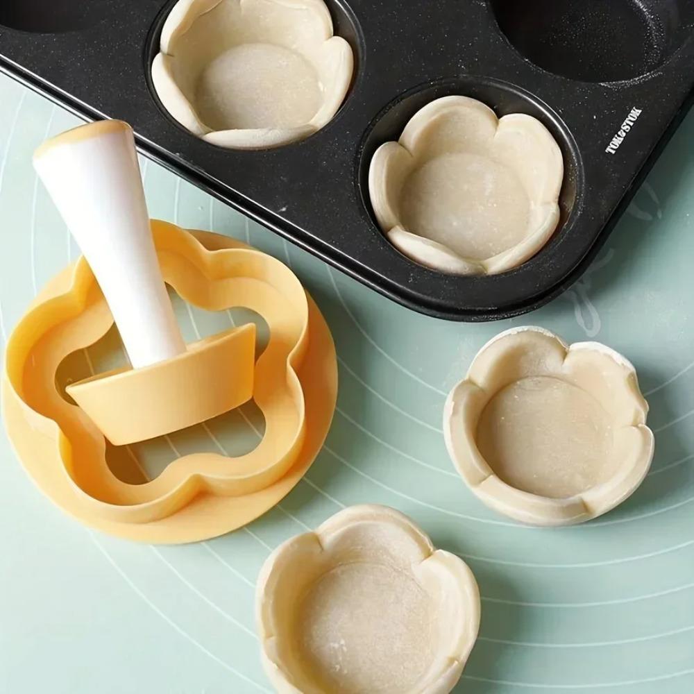 1Set Tart Shells MoldFlower Shaped Pastry Tamper Mini Tart Tamper Shell Maker Cake Mold Creative Cake Cup Presser Biscuit Mold
