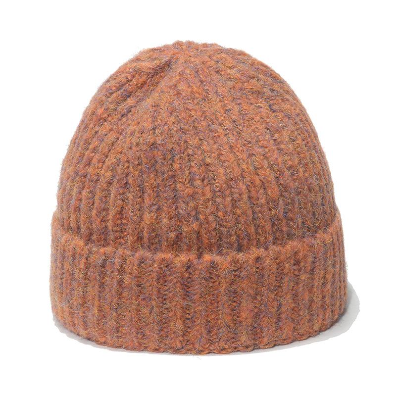 ins Japanese knitted hat women's trend versatile face small cold hat color tie-dye gradual change color warm wool hat women