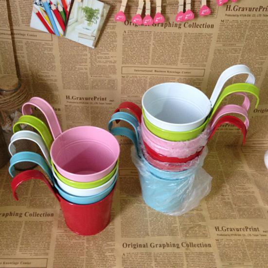 Hanging Bucket Wear-resistant Solid Color Iron Hook Pots Balcony Accessories for Garden
