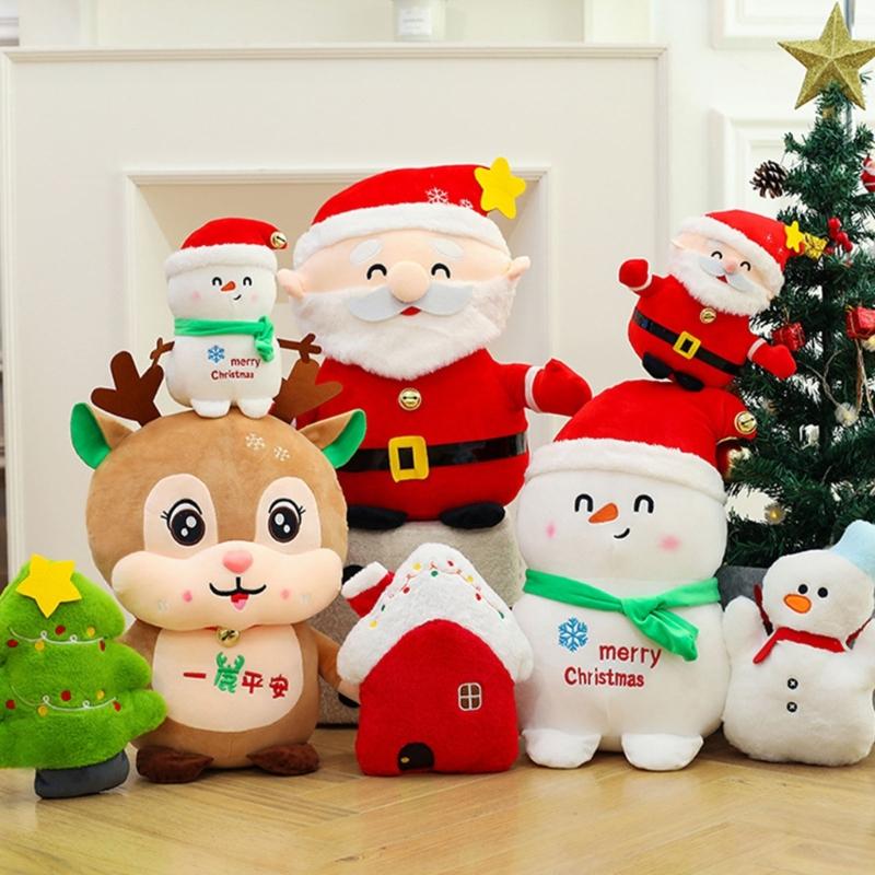 Christmas Plush Doll Christmas Stuffe Animal Toy Table Ornament Christmas Reindeer Plush Toy Gift for Women Girls