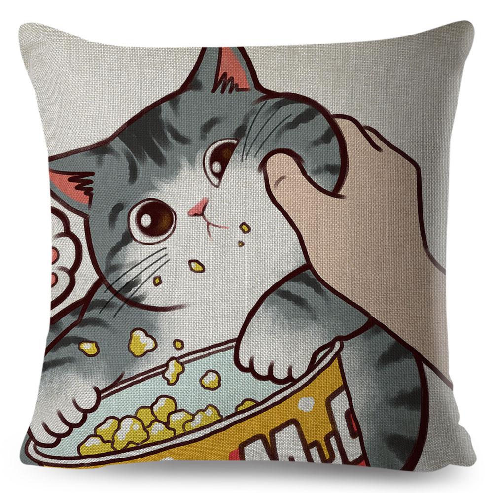 Lustige Liebe Kuss Niedliche Katze Kissenbezüge für Sofa Zuhause Auto Kissenbezug Kissenbezüge Dekor Cartoon Kissenbezug 45x45cm