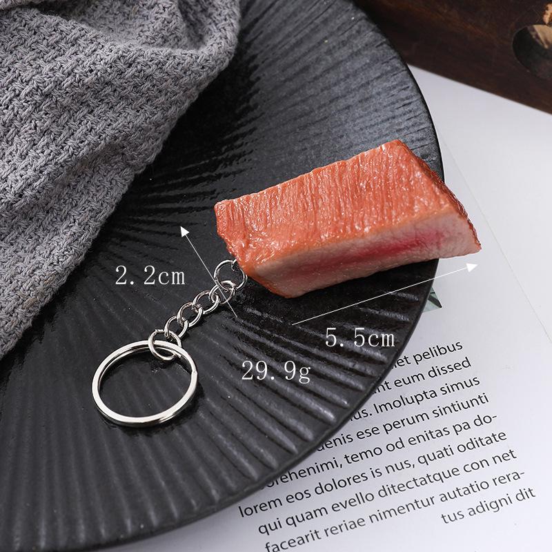 Dongpo Pork Model Keychain: Braised Pork, Beef Cubes, & Faux Streaky Pork Props for Kitchen Decor