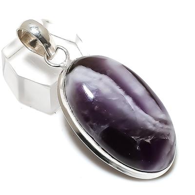 Natural Sage Amethyst Gemstone 925 Sterling Silver Jewelry Pendant 2.09" V6v35