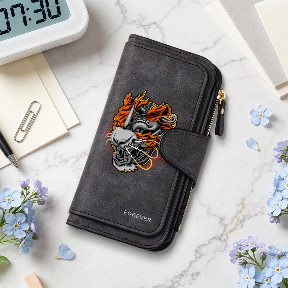 Men's Cool Bionic Tiger Pattern Long Wallet Multi Slot Card Holder Coin Purse