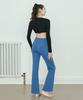 Debiweeo Semi-Bootcut Elastic Waist Pants Devi-B0070-Blue