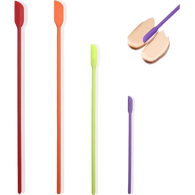 Beauty Spatula 4 PCS Makeup Spatula Mini Silicone for Cosmetics & Kitchen - 3 Sizes