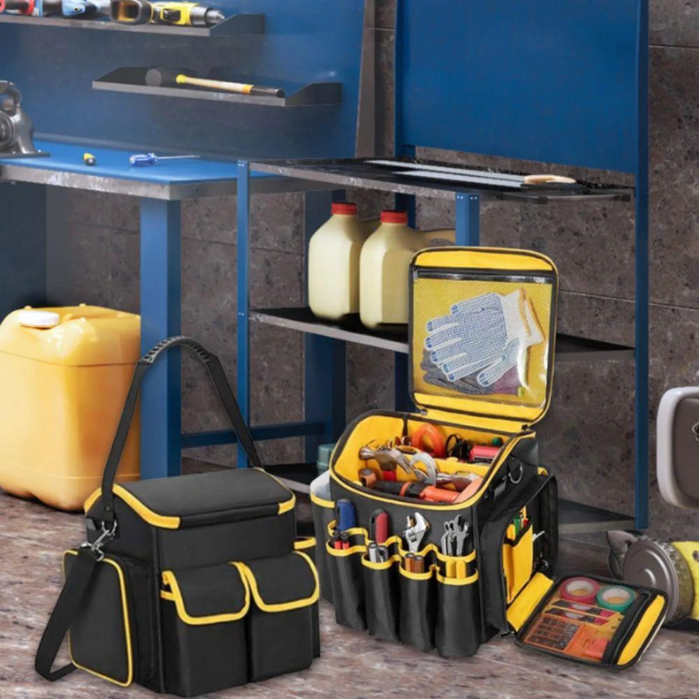 Large Capacity Tool Kit Wear-resistant Tool Tote Bag Removable Baffle Tool Organizer  Workshop