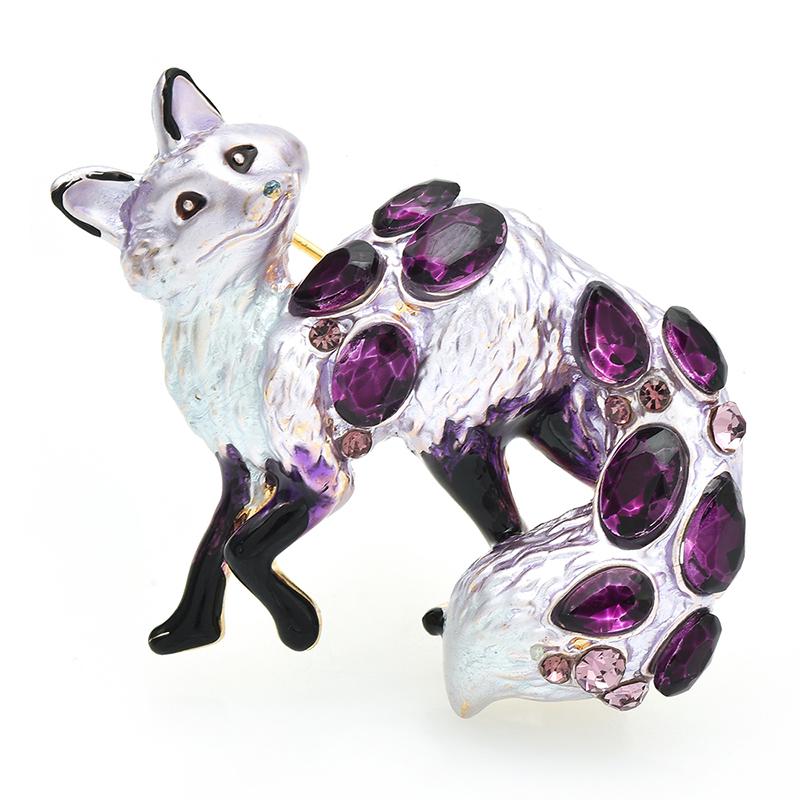 Crystal Fox Badge for Women Unisex Lovely Enamel Animal Party Casual Brooch Pins Gifts