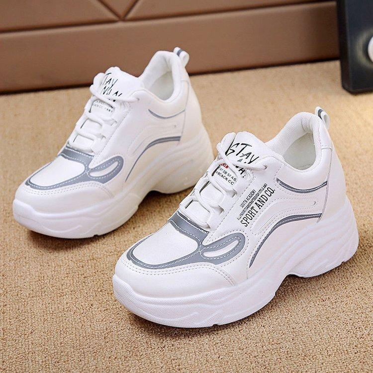 

ins tide dad shoes versatile 2024 autumn and winter new thick-soled sports heightening versatile mesh casual white shoes 35 белый