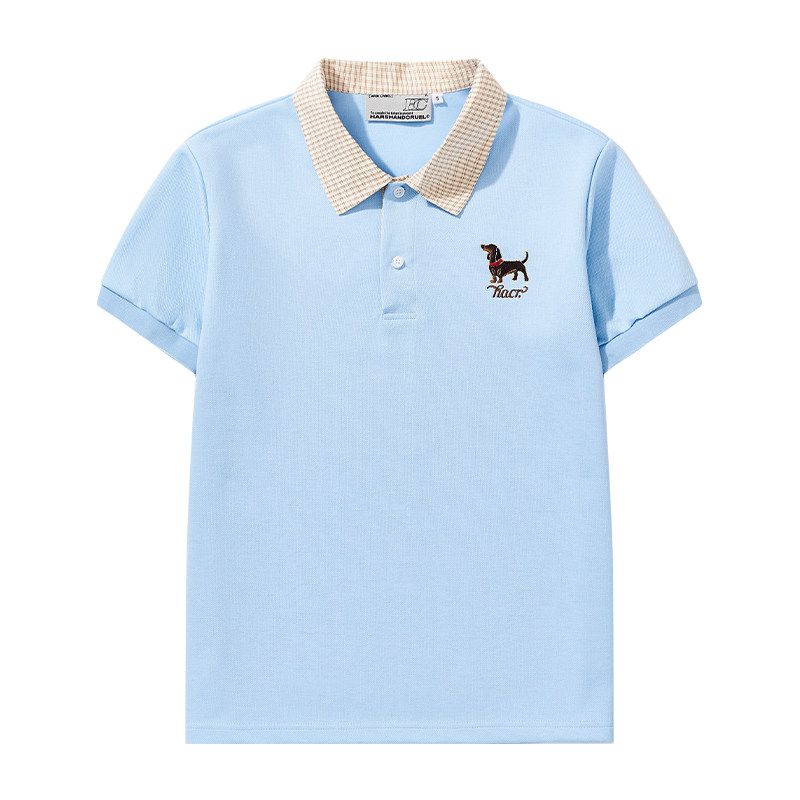 HACR Women Harshandcruel Korean Style Retro College Plaid Collar Fake Two-Piece Color Block Embroidery Polo Shirt