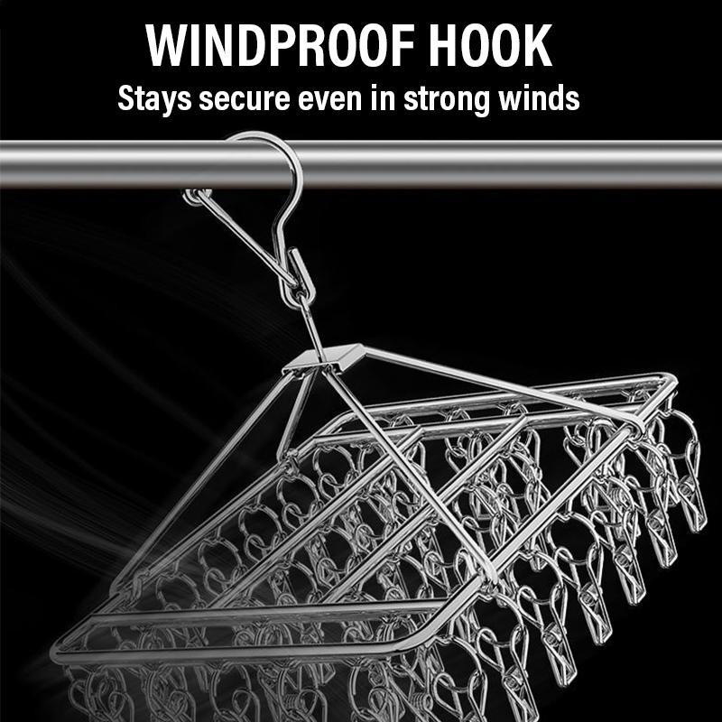 50/40/30/20/10/6Clips Clothesline Inox Practical and Retractable Fasteners Windproof Square Laundry Airer with Multi Clothespins