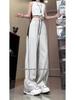 Unisex Striped Summer Pants for Teens, 2025 New Arrival, Straight Cut Wide-Leg Sports Style