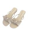 Middle Heel Peep Toe PU Butterfly-knot Shoes for Women 2024 New Modern Slippers Summer Outdoor New Women's Slippers